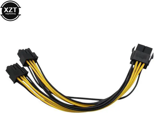 Alt view image 4 of 5 - Hot Sale 10pcs/lot 8 Pin GPU to PCI-E 8P(6+2)pin splitter 18AWG extention power cable 20cm wire for graphics card BTC Miner