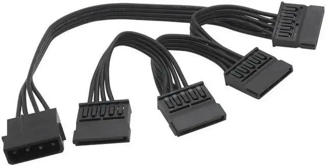 Alt view image 5 of 5 - 4 Pin Male to SATA 15 Pin Female Power Supply Cable 1 to 4 Cord Hard Drive IDE M-olex to 4-Port 15Pin SATA Power Cable 30 inch