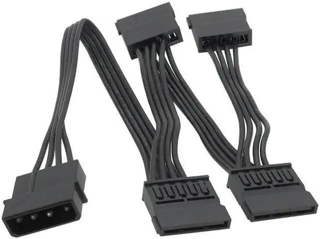 Main image of 4 Pin Male to SATA 15 Pin Female Power Supply Cable 1 to 4 Cord Hard Drive IDE M-olex to 4-Port 15Pin SATA Power Cable 30 inch