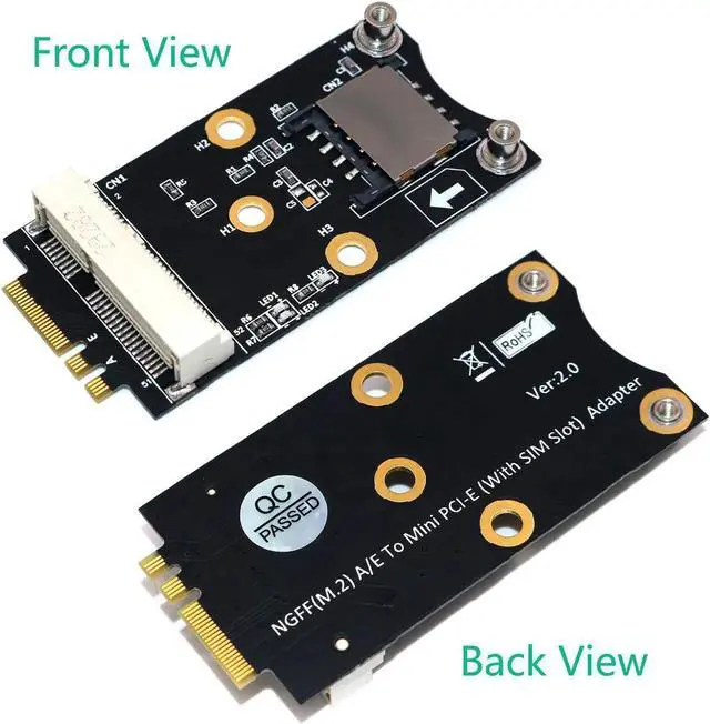 Alt view image 2 of 3 - M.2 Wifi Adapter Mini PCIE Wireless Network Card to M2 NGFF Key A+E Wifi Card Raiser with SIM Card Slot for WiFi/WWAN/LTE Module