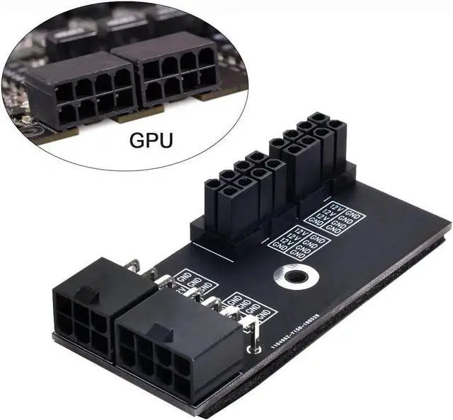 Alt view image 2 of 3 - Graphics Dual ATX 8Pin Female to 6+8pin Male 180 Degree Angled Power Adapter for NVIDIA 3080 3090 Graphics Card GPU