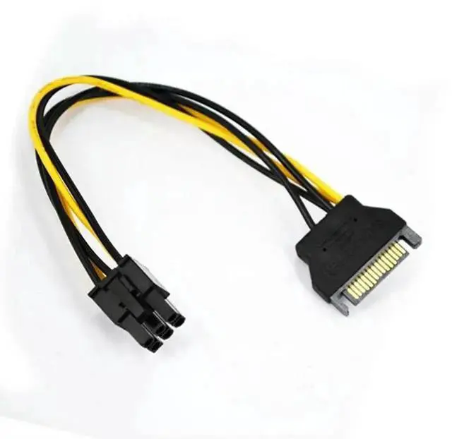 Main image of FOR 10 PCS/LOT SATA Power Cable 15 Pin To 6 Pin PCI EXPRESS PCI-E Sata Graphics Converter Adapter Video Card Power Cable cord