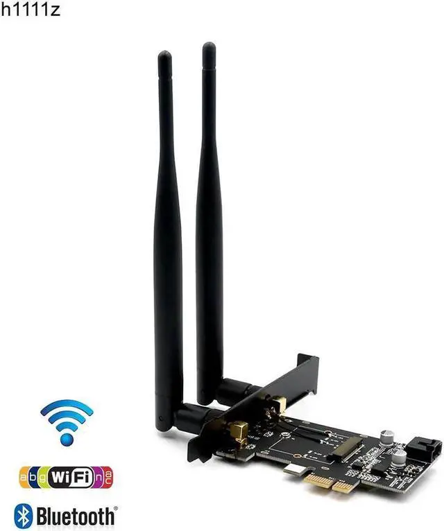 Alt view image 6 of 6 - Network Cards M.2 Wifi Adapter/Card PCI-E 1X Wifi AC 5Ghz 5 Ghz Adapter 2x 5dBi WiFi Antenna Key A NGFF M.2 Wi-Fi Bluetooth Card