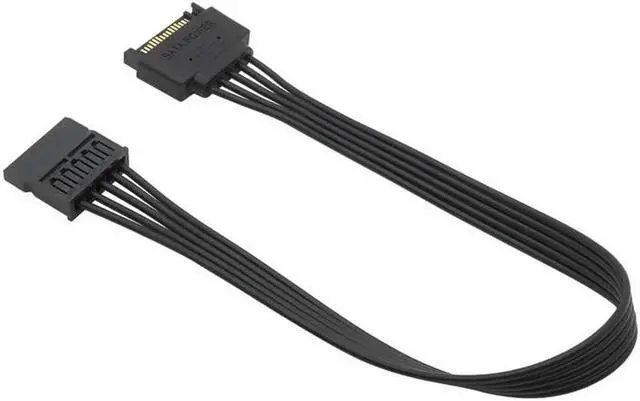 Alt view image 3 of 5 - SATA 15Pin Male to 15P Female Power Extension Cable HDD SSD Power Supply Cable SATA Power Cable 30CM