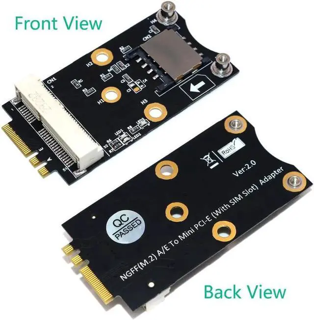 Alt view image 2 of 3 - M.2 Wifi Adapter Mini PCIE Wireless Network Card to M2 NGFF Key A+E Wifi Card Raiser with SIM Card Slot for WiFi/WWAN/LTE Module