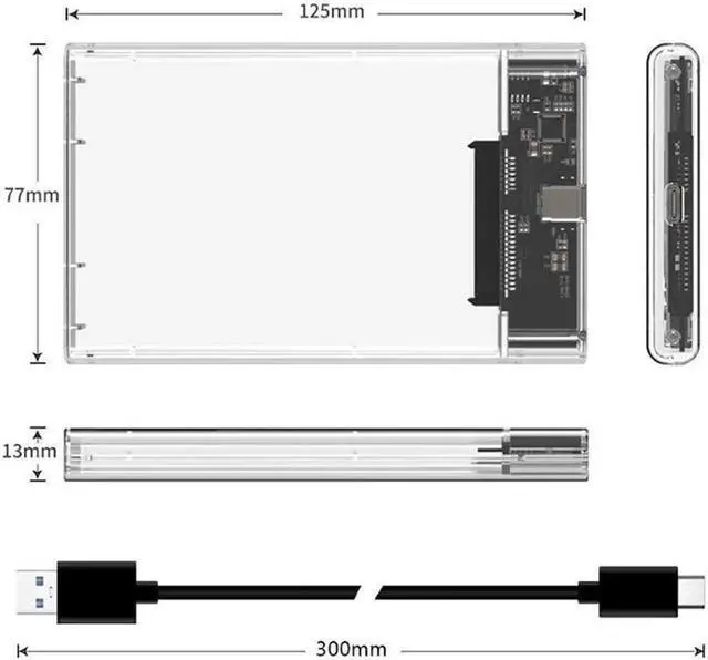 Alt view image 3 of 3 - USB3.1 Gen1 to Type-C HDD Enclosure of 2.5 inch Hard Disk Case SSD SATA3 to USB 3.1 Box USB C HDD Case Gen1 5GBps SSD