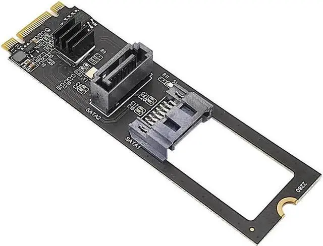 Alt view image 5 of 7 - NVME to Dual SATA Riser Card M.2 NVME TO SATA3.0 6G Controller M.2 Key-M PCIE NVME to SATA Hard Disk Drive Converter JMB582 Chip(Style-1)