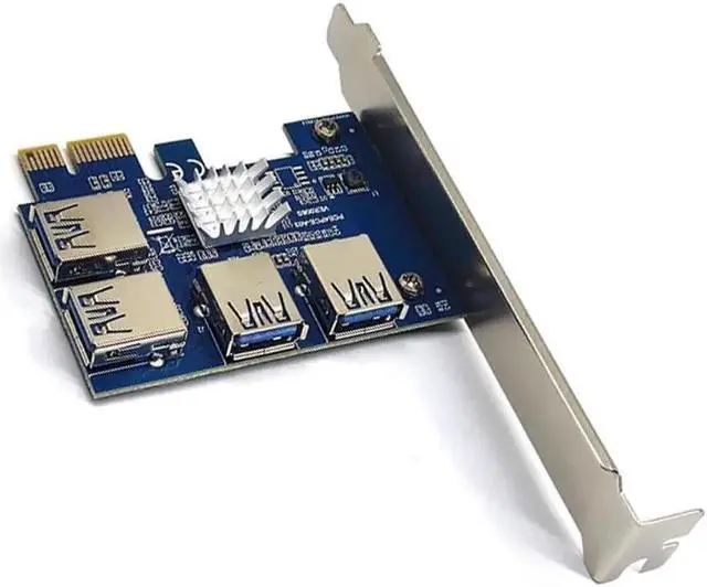 Alt view image 6 of 6 - PCI-E 1 To 4 PCI Express 16X Slot Riser Card PCI-E 1X To External 4 PCI-e Slot Adapter PCIe Multiplier Card For BTC Miner Mining