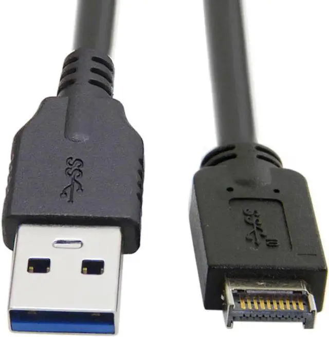 Alt view image 2 of 3 - USB 3.0 Type-A Male to USB 3.1 Front Panel Header Extension Data Cable Converter Cord 50cm Black