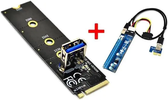 Alt view image 3 of 5 - NGFF M.2 to PCI-E X16 Slot Transfer Card Mining Pcie Riser Card VGA Extension Cable Molex 4Pin 6Pin SATA for Miner Antminer