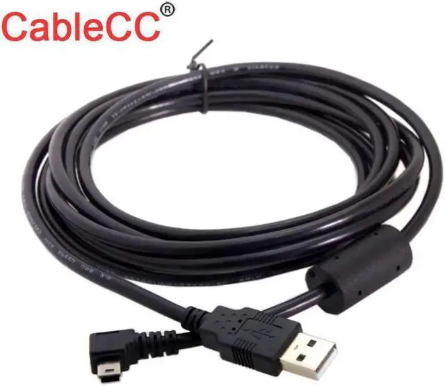 Alt view image 2 of 3 - Mini USB B Type 5pin Male Left Angled 90 Degree to USB 2.0 Male Data Cable with Ferrite 3.0m
