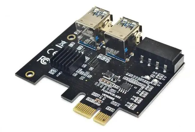 Alt view image 6 of 6 - PCI e 1 to 4 PCI e Adapter PCIe 1x to 16x Slots Gold USB 3.0 Mining Special PCIE Riser Card Extender Board For Bitcoin Miner