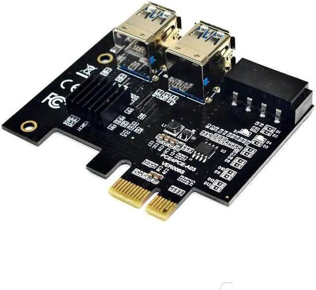 Alt view image 5 of 6 - PCI e 1 to 4 PCI e Adapter PCIe 1x to 16x Slots Gold USB 3.0 Mining Special PCIE Riser Card Extender Board For Bitcoin Miner