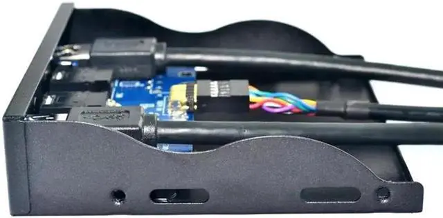 Alt view image 6 of 6 - 3.5" Floppy Bay 19Pin to USB 3.0 Hub HD Audio Earphone Mic Connector 2Port USB3.0 PC Front Panel Bracket with Cable for Computer