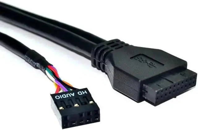 Alt view image 5 of 6 - 3.5" Floppy Bay 19Pin to USB 3.0 Hub HD Audio Earphone Mic Connector 2Port USB3.0 PC Front Panel Bracket with Cable for Computer