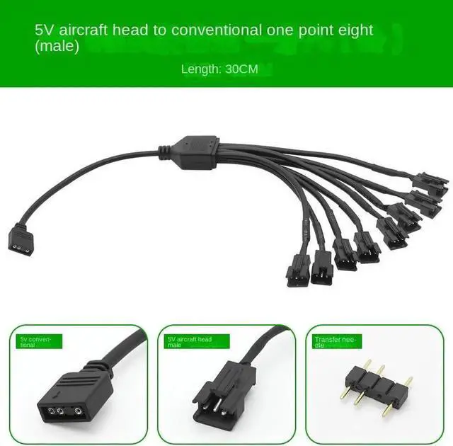 Main image of 5V 3PIN 1 to 1/2/3/4/5/6/8 Computer motherboard Splitter Convert Cable SM3P RGB fan adapter male/Female connector(male 3pin 1 to 8)
