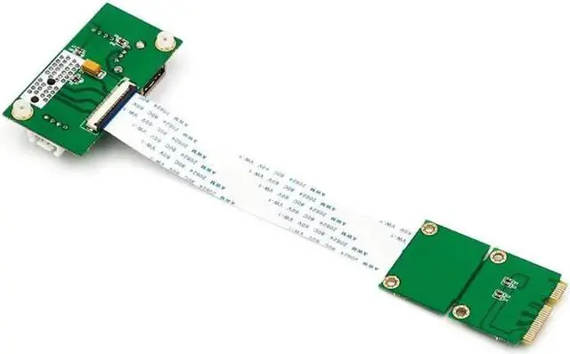 Alt view image 4 of 6 - Add On Cards Mini PCI-E to PCI Express 1X Adapter Riser Extension Cord Mini PCIE to PCIE X1 USB 2.0 Card Riser +FFC Cable