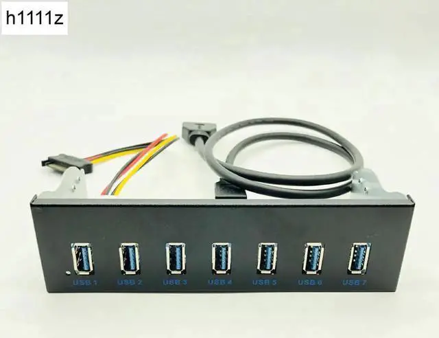 Main image of 7 Port USB 3.0 Hub 5Gbs 5.25" CD-ROM Drive Bay CD ROM Front Panel for Computer Case + USB 3.0 19-pin Header to Type-A Male Cable