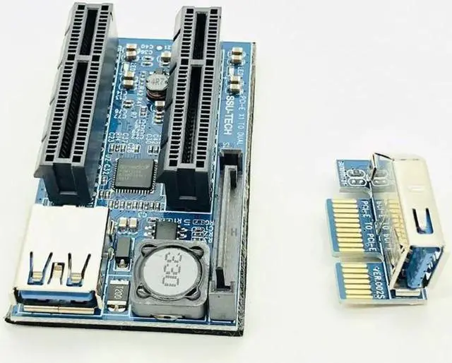 Alt view image 2 of 6 - Add On Card PCIE Riser Card Adapter PCI Express USB 3.0 Raiser Riser PCI-E Extender PCIE X1 to Dual Port PCI E X4 Expansion Card