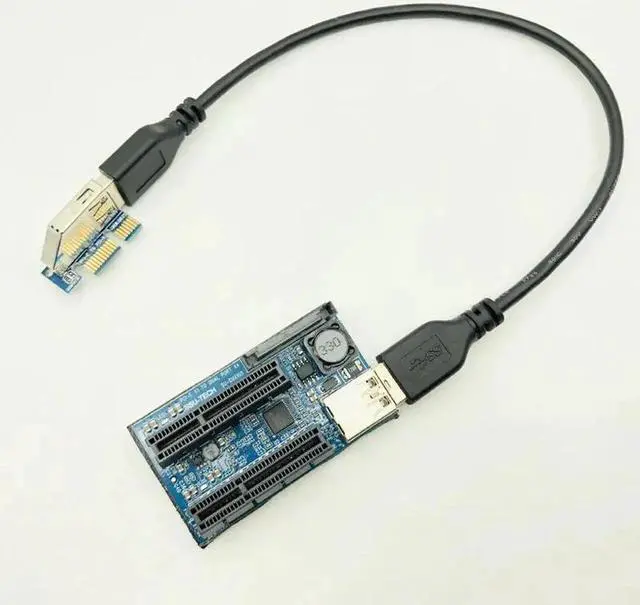 Alt view image 4 of 6 - Add On Card PCIE Riser Card Adapter PCI Express USB 3.0 Raiser Riser PCI-E Extender PCIE X1 to Dual Port PCI E X4 Expansion Card