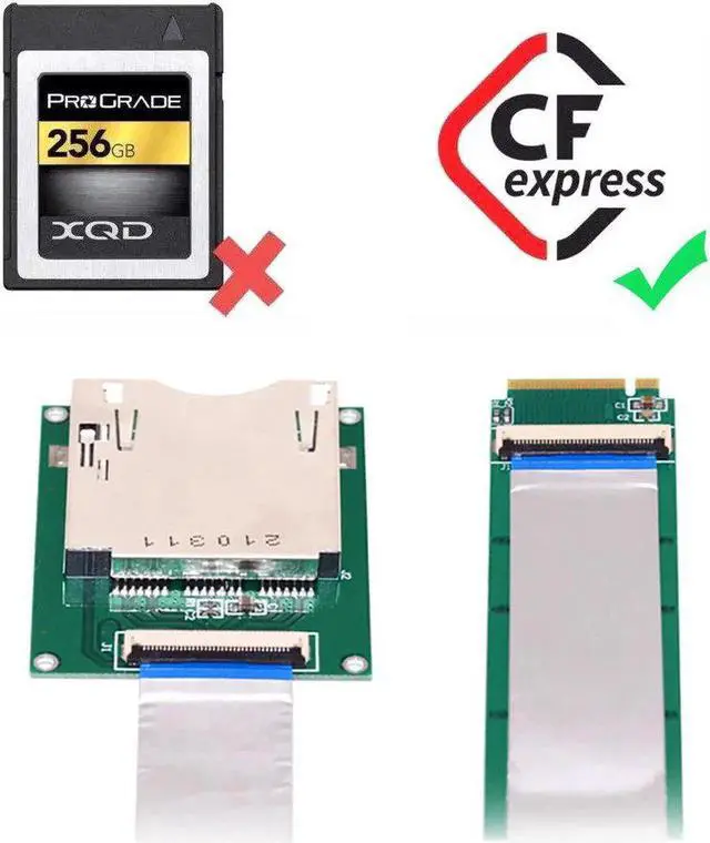 Alt view image 4 of 5 - NGFF M.2 NVMe Mainboard to CF Express Extension Cable M2 M-key for CFE Type-B Support R5 Z6 Z7 Memory Card