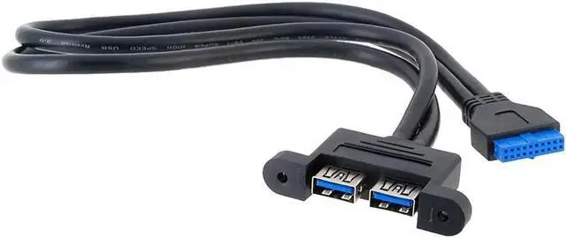 Alt view image 3 of 3 - Dual Port USB 3.0 Female Screw Mount to Motherboard 20pin Header Cable 50cm w O Bracket