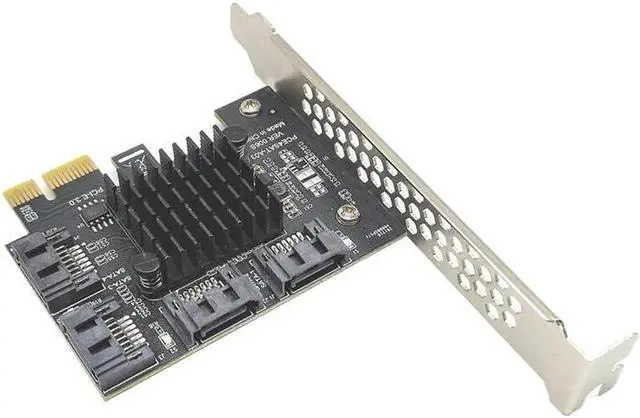 Alt view image 3 of 6 - Chi a Mining PCIE SATA PCI-E Adapter 4 Port SATA3.0 6G to PCI Express x1 Controller Expansion Card SATA Add On Card ASM1064 Chip