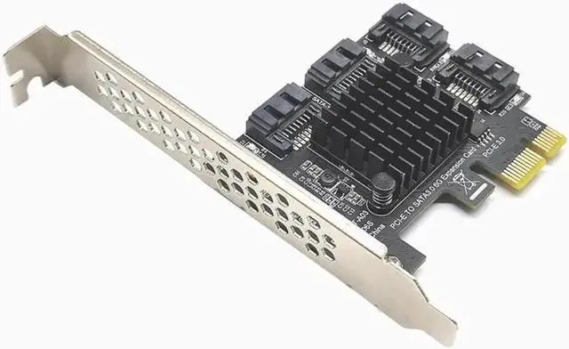 Alt view image 6 of 6 - Chi a Mining PCIE SATA PCI-E Adapter 4 Port SATA3.0 6G to PCI Express x1 Controller Expansion Card SATA Add On Card ASM1064 Chip