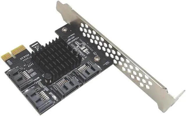 Alt view image 4 of 6 - Chi a Mining PCIE SATA PCI-E Adapter 4 Port SATA3.0 6G to PCI Express x1 Controller Expansion Card SATA Add On Card ASM1064 Chip