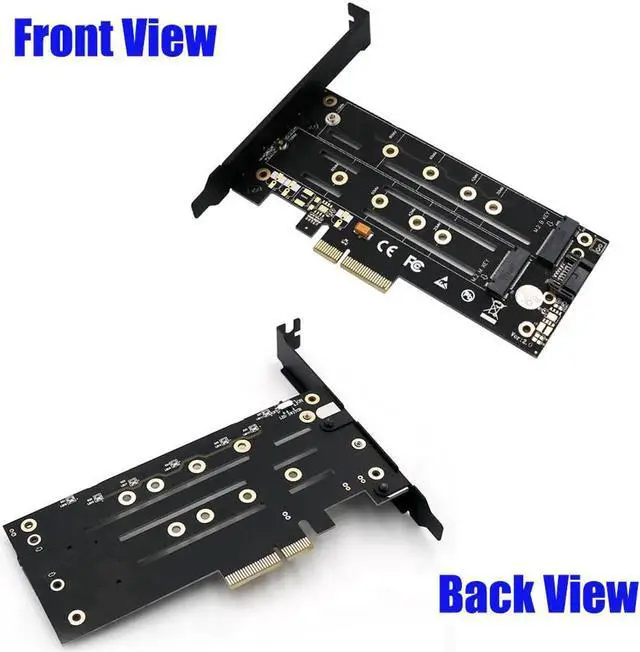 Alt view image 4 of 6 - M.2 SSD NVMe M Key + SATA B Key M.2 NGFF PCIE to M2 Adapter Riser PCI Express 3.0 Controller with Low Profile Bracket Heatsink