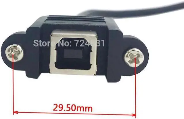Alt view image 4 of 4 - USB 2.0 B Type Male to Female Printer Scanner Hard Disk Extension Cable with Screws for Panel Mount 50cm