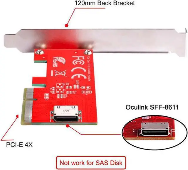 Main image of Express 4.0 x4 to Oculink Host Adapter for PCIe SSD PCI-E 3.0 SFF-8612 SFF-8611