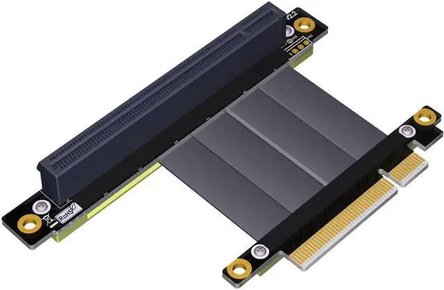 Alt view image 6 of 6 - PCI Express PCIe 3.0 x8 to x16 Riser Card Extension Cable 8Gbps High Speed PCI Express 16x Ribbon Extender 90 Degree Right Angle