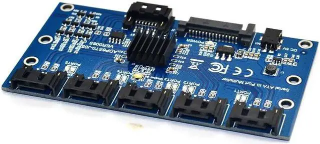 Alt view image 6 of 6 - 1 to 5 SATA3.0 Port Multiplier Card Adapter SATA3.0 6Gbps SSD HDD Covnerter Riser Card for Motherboard Support PM Expansion Card