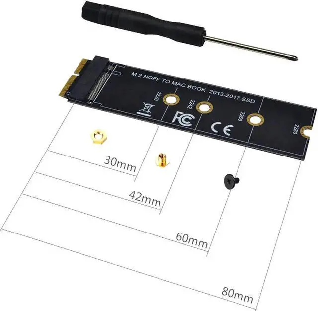 Alt view image 4 of 6 - M.2 NVME SSD Convert Adapter Card for MacBook Air Pro Retina 2013-2017 NVME/AHCI SSD Upgraded Kit For A1465 A1466 A1398 A1502 M2