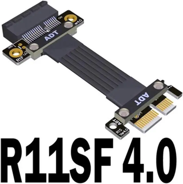 Main image of PCI-E 4.0 X1 Riser Cable Dual 90 Degree PCIe Gen4 x1 to 1x Extension Cable PCI Express Riser Card Ribbon Extender 16G/Bps R11SF(R11SF 4.0)(15cm)