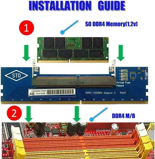 Alt view image 3 of 6 - Computer Components DDR4 Laptop SO-DIMM to Desktop DIMM Memory RAM Connector Adapter Desktop PC Memory Cards Transfer Adaptor