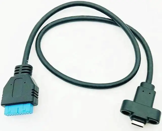 Alt view image 3 of 6 - Connectors USB3.0 20/19Pin to Type-C Single Port USB 3.1 Type C USB-C Female to USB 3.0 Motherboard 19pin Header Cable 50cm