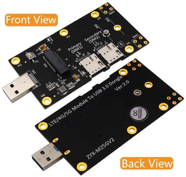 Alt view image 3 of 6 - NGFF M.2 to USB 3.0 Adapter Expansion Card with Dual NANO SIM Card Slot for 3G/4G/5G Module Support M2 key B 3042/3052 Wifi Card