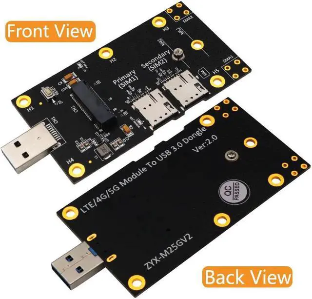 Alt view image 2 of 6 - NGFF M.2 to USB 3.0 Adapter Expansion Card with Dual NANO SIM Card Slot for 3G/4G/5G Module Support M2 key B 3042/3052 Wifi Card