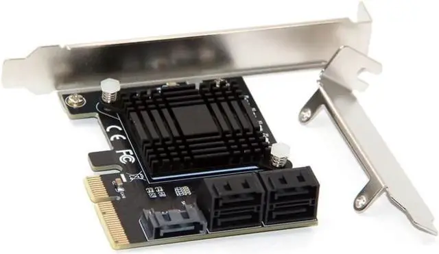 Alt view image 3 of 6 - JMB585 Chip 5 Port SATA 3.0 to PCIe Expansion Card 4X Gen 3 PCI Express SATA Adapter SATA 3 Converter with Heat Sink for HDD SSD
