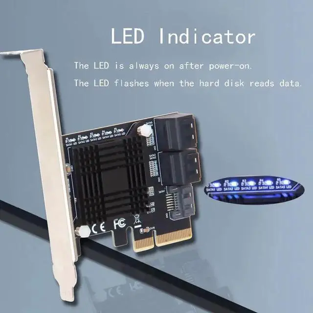 Alt view image 4 of 6 - JMB585 Chip 5 Port SATA 3.0 to PCIe Expansion Card 4X Gen 3 PCI Express SATA Adapter SATA 3 Converter with Heat Sink for HDD SSD