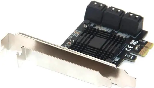 Alt view image 5 of 6 - Chi a Mining PCIe Gen3 X1 to 6 Port 6G SATA III 3.0 Controller Non Raid Expansion Card w/ Low Profile Bracket SATA PCI-E Adapter