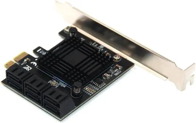 Alt view image 6 of 6 - Chi a Mining PCIe Gen3 X1 to 6 Port 6G SATA III 3.0 Controller Non Raid Expansion Card w/ Low Profile Bracket SATA PCI-E Adapter