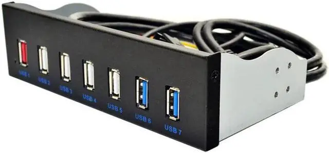 Alt view image 6 of 6 - 5.25inch 19in to 2Ports USB3.0 4Ports USB2.0 Optical Drive Front Panel USB Hub Fast Changer BC1.2 Connector for Computer Desktop