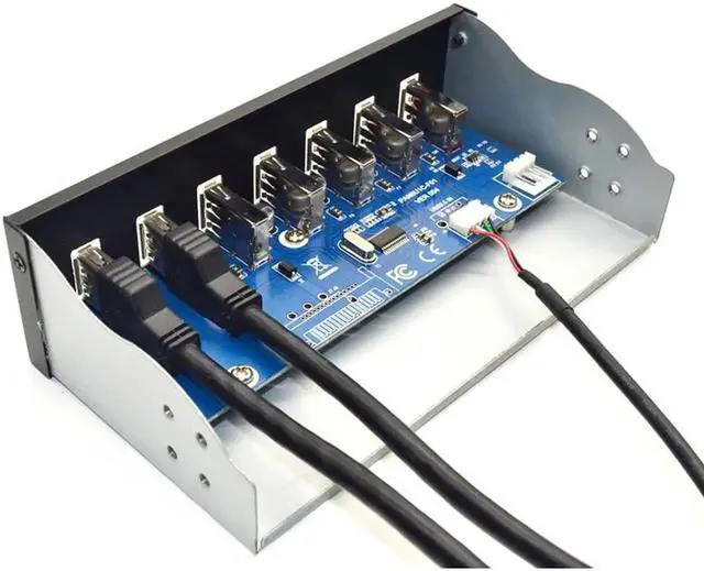 Main image of 5.25inch 19in to 2Ports USB3.0 4Ports USB2.0 Optical Drive Front Panel USB Hub Fast Changer BC1.2 Connector for Computer Desktop