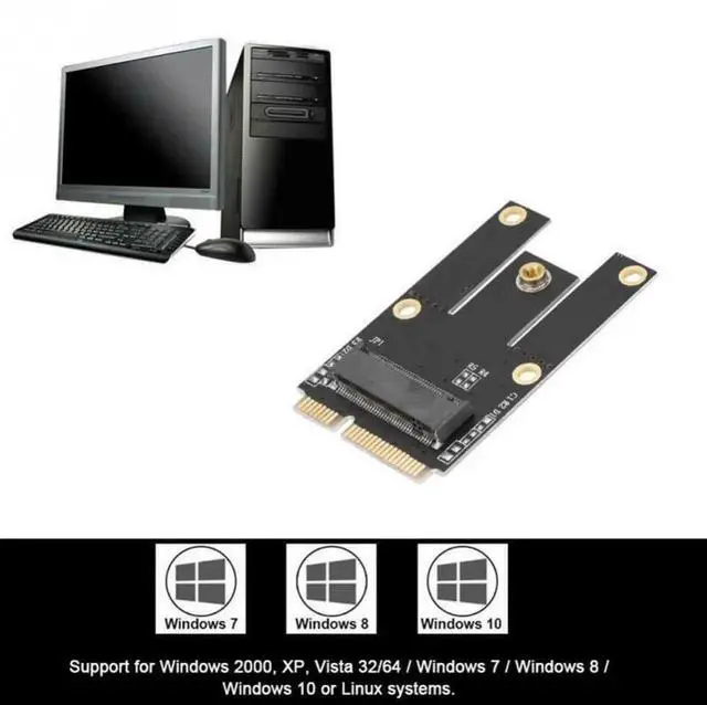 Alt view image 2 of 3 - M.2 NGFF to Mini PCI-E Converter Adapter for M.2 Wifi Wlan Bluetooth Card Intel AX200 9260 8265 8260 for Laptop