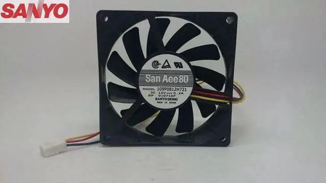 Main image of For Sanyo 109p0812h721 For Sanyo 8015 dc12v 0.2A 3-p Axial Cooling Fan