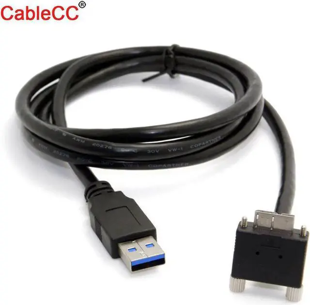 Alt view image 3 of 3 - 3m 90 Degree Right Angled Micro USB Screw Mount to USB 3.0 Data Cable for Point Grey Chameleon Camera