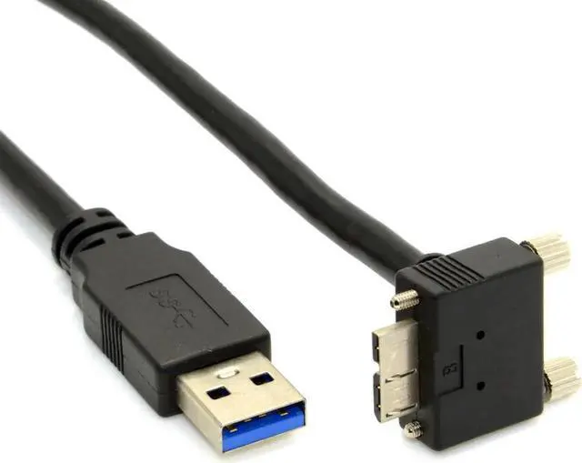 Alt view image 2 of 3 - 3m 90 Degree Right Angled Micro USB Screw Mount to USB 3.0 Data Cable for Point Grey Chameleon Camera